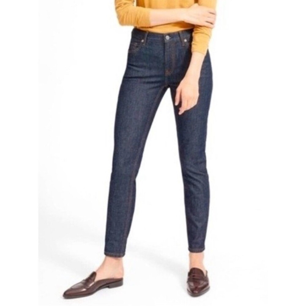 EVERLANE The Mid Rise Skinny Ankle Jeans Dark Indigo Wash 28 Minimalist Classic